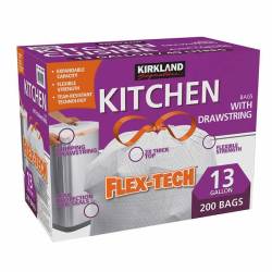 Garbage Bags, Kitchen, KS with Drawstring, 200ct